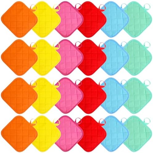 24 Pcs Cotton Pot Holders for Kitchen, Multicolor Square Hot Pads