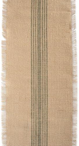DII Sage Green Jute Burlap Table Runner, 14x72 Farmhouse Rustic Stripe