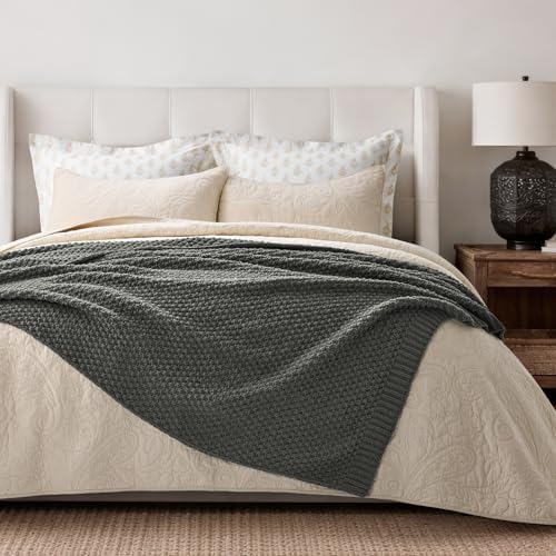 EVERGRACEHOME Chunky Chenille Knit Throw Blanket, 50 x 60, Charcoal