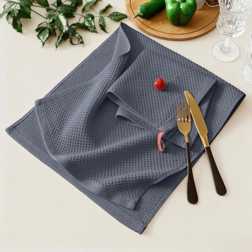 Kitinjoy 100% Cotton Kitchen Towels and Dishcloths Set, 12 Pack- Dark