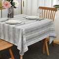 Farmhouse Striped Embroidery Square Tablecloth, Openwork Heavy Weight