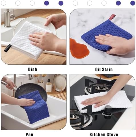 Waffle Weave Cotton Kitchen Towels & Dishcloths Set