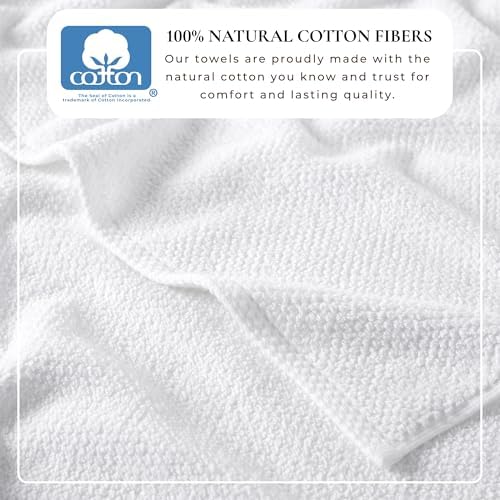 Great Bay Home 100% Cotton 6 Pack 26x16 Hand Towel Set - Absorbent