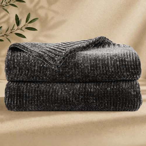 Chenille Throw Blanket for Couch, Cozy Soft Blanket Lightweight