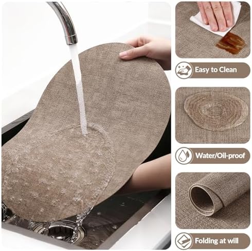homing Heat Resistant Oval Placemats Set of 6, Light Brown