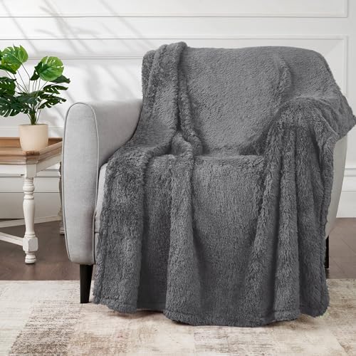 Cozy Chenille Sherpa Throw Blanket, Frost Gray, 50" x 60"
