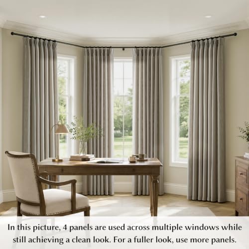 Semi Sheer Pinch Pleated Linen Curtains for Living Room 96 Inches
