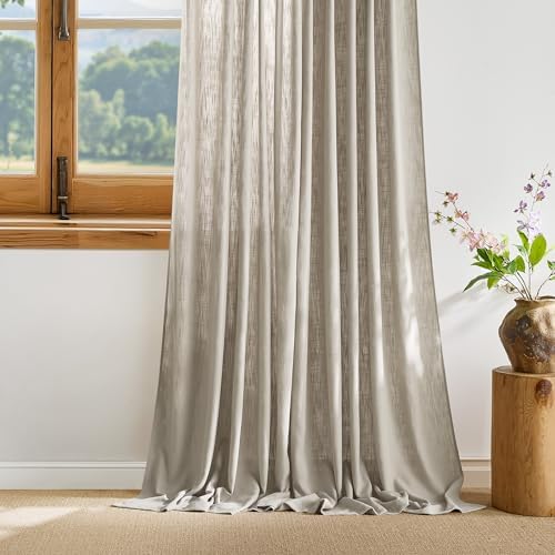 NICETOWN Taupe Thick Linen Curtains 84 Inches Long for Living Room 2