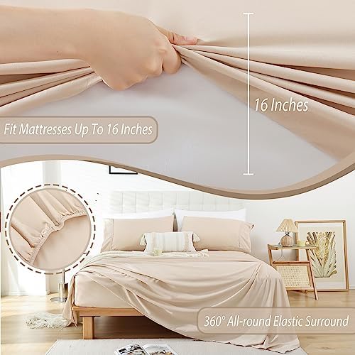 Full Size Sheet Set, 4 Piece Soft Bed Sheets, Deep Pockets