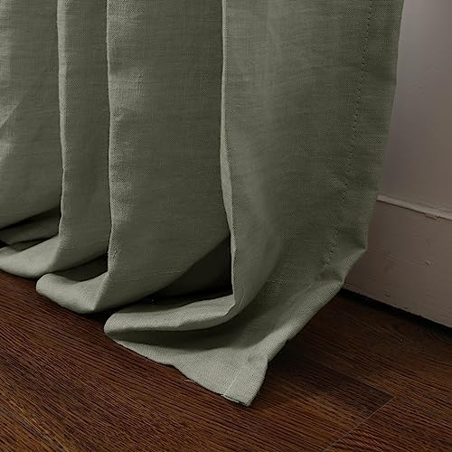 ChadMade Belgian Flax Linen Curtain 52x108 Inch Pinch Pleat Drape Pure