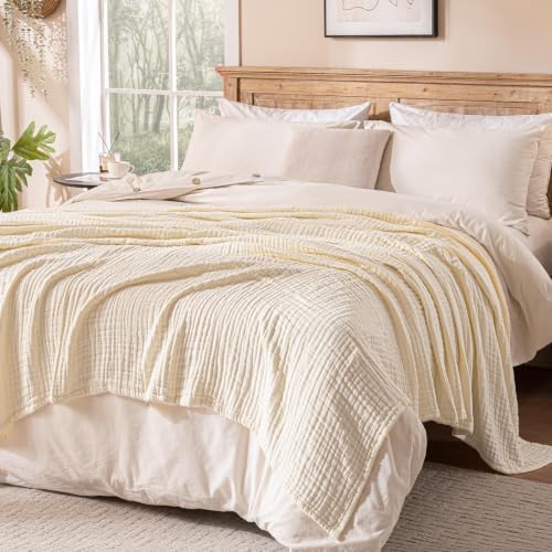 Exclusivo Mezcla 100% Cotton 6-Layer Muslin Blanket Queen, Ivory