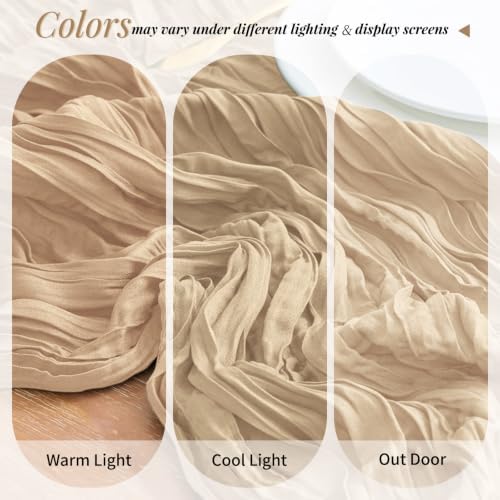 10 Pack Beige Cheesecloth Table Runner 17x108 Inch Boho Wedding Decor