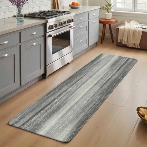 Long Bathroom Runner Rug, Grey Ombre Absorbent Non Slip Washable Rug