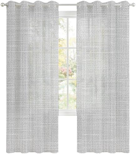 Silver Gray Solid Sheer Curtains 63 Inch Long 2 Panels, Minimalist