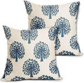 Navy Blue Teal Tree Pillow Covers 22X22 Inch Set of 2 Vintage Boho