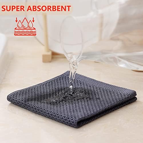 Kitinjoy Cotton 8 Pack Terry Kitchen Dish Cloths, 12 x 12 Inches Super