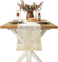 Hsvanyr Long Macrame Tablecloth Runner Cotton Linen with Tassel Dining