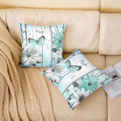 Erosebridal Rustic Flower Set of 2 Throw Pillow Cover 22x22 White Chic