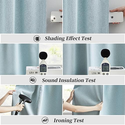 KEQIAOSUOCAI Full Shading Blackout Linen Curtains Set, Pair of Energy