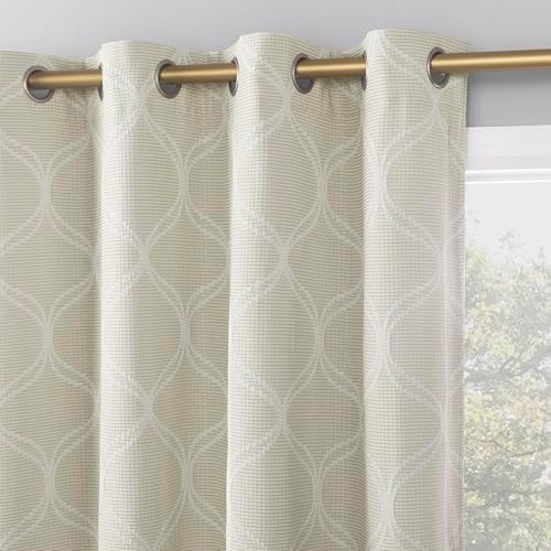 Sun Zero Tabor Woven Ogee 100% Total Blackout Grommet Curtain Panel