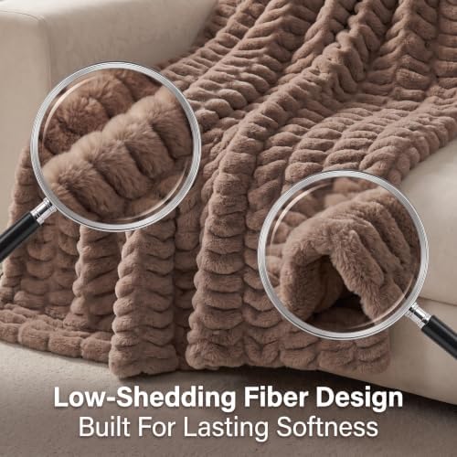 Soft Double-Sided Faux Fur Throw Blanket for Couch, Taupe, 60x80