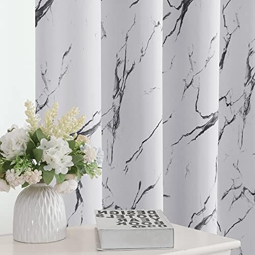 H.VERSAILTEX 100% Blackout Curtains 96 inch Length 2 Panels Set Marble