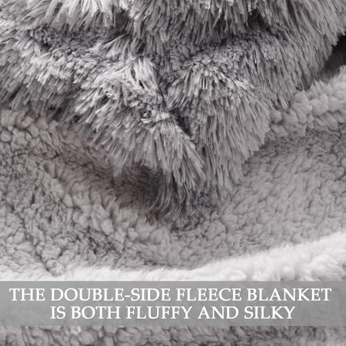 Exclusivo Mezcla Fluffy Faux Fur King Size Blanket for Bed, Dark Grey