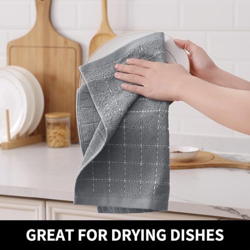 Homaxy 100% Cotton Terry Kitchen Dish Cloths, 6 Pack, Grey
