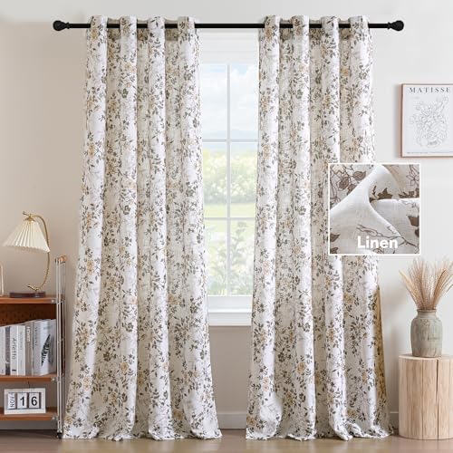 H.VERSAILTEX Linen Blend Curtains for Living Room Printed Floral