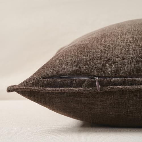 JUSPURBET 22x22 Chenille Decorative Throw Pillow Covers Set of 2,Dark