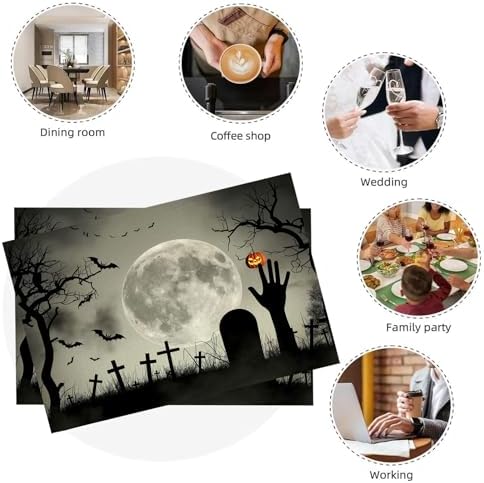 Halloween Cemetery Placemats Grave Hands Non-Slip Insulation Placemats