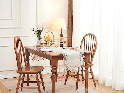 Natural Linen Table Runner 60 inches Beige Lace Coffee Table Runners