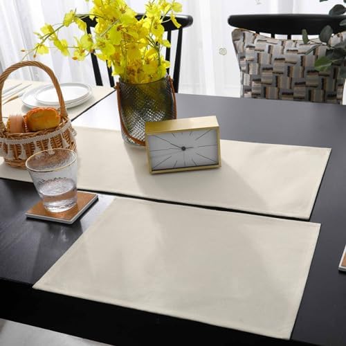 Colored Table Runner and Placemats Set of 6 Cream Colour Cotton Linen
