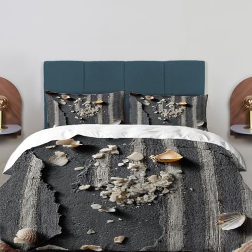 Stripe Remnants Shell Fragments 100% Cotton Duvet Cover Set King Size