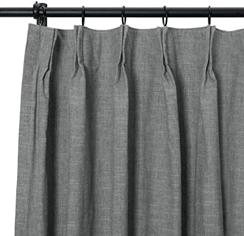 TWOPAGES 52W x 108L Inches Linen Cotton Curtain Heavyweight Breathable