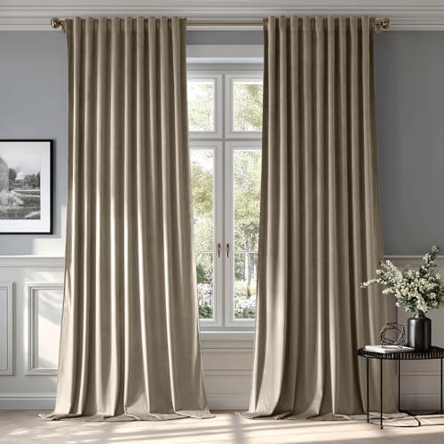 MIULEE Taupe Velvet Curtains 52x96 inches Luxury Blackout Curtains