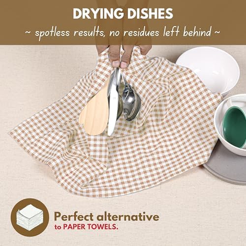 Native Fab Gingham Check Kitchen Dish Towels 16"x26" Set of 12-100%