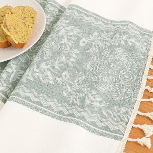 DWCN Rectangle Tablecloth Jacquard Faux Linen 55x70 Inch Beige