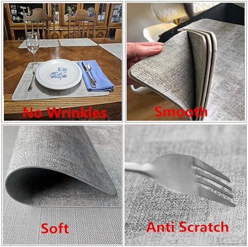Place Mats Set of 6, Faux Leather Placemats Waterproof Oilproof, Stain