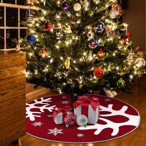 MACTING 30 Inch Red Burlap Christmas Tree Skirt