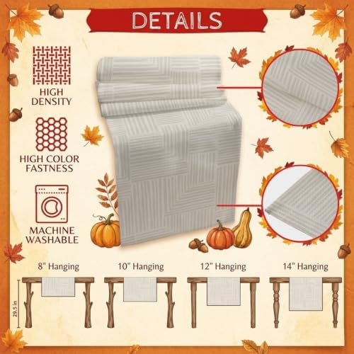 Geometric Striped Table Runner 72 Inch Long Dresser Scarves Linen