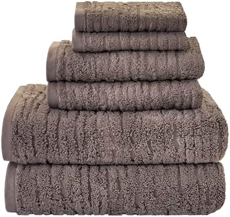 SKL Home CloudSoft Bath Towel Set, 6-Piece, 100% Cotton Luxury, Mink
