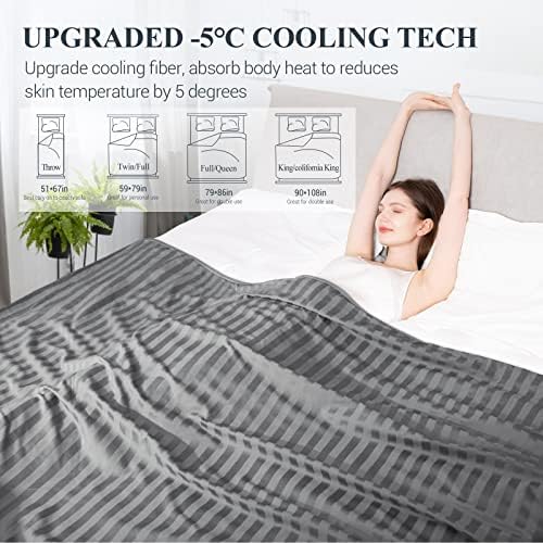 Elegear Cooling Blanket Stripe Gray 90" x 108" + Cooling Pillow Cases