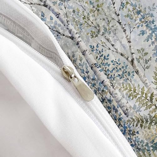 AILONEN Forest Trees Fog Gray Duvet Cover Set King, Nature Artwork