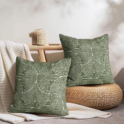 AELS Boho Decorative Textured Throw Pillow Covers 20x20, Modern Mid