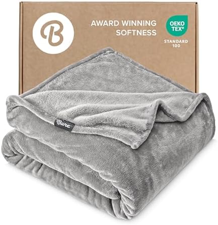 Bare Home Fleece Blanket Luxury Microplush (King, Light Grey)