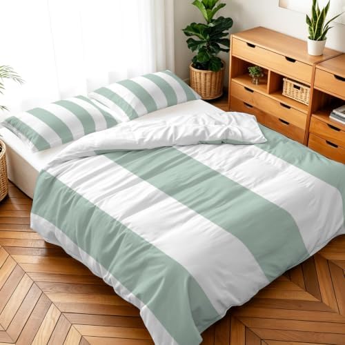 3 Pieces Duvet Cover California King Bedding Sets Modern Sage Green