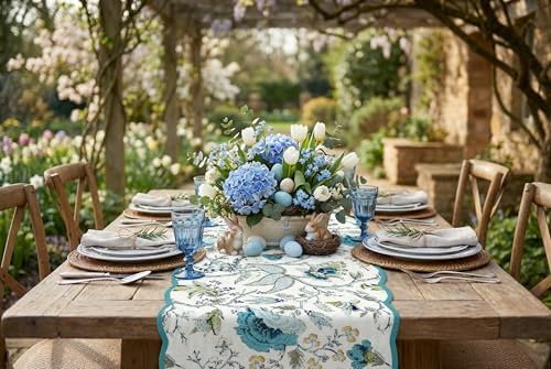 Botanical Blues Luxury Handcrafted Placemats (Reversible) Cotton