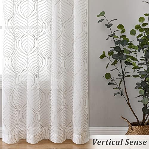 VISIONTEX Sheer Curtains 108 Inches Long 2 Panels Set, Taupe Moroccan