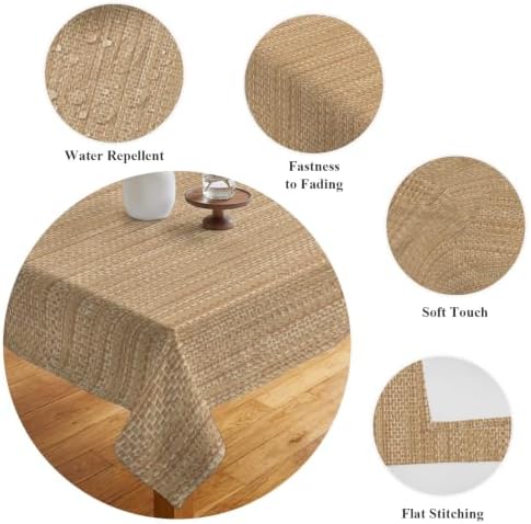 Minimalist Light Brown Waterproof Tablecloth Rectangle Washable Table